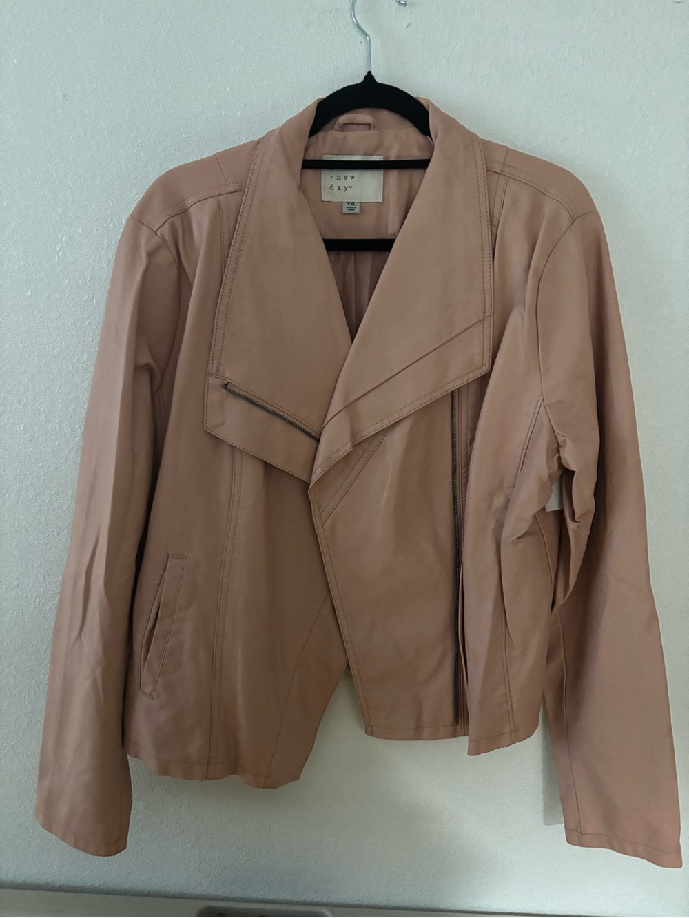a new day Blush Leather Drape-Front Jacket